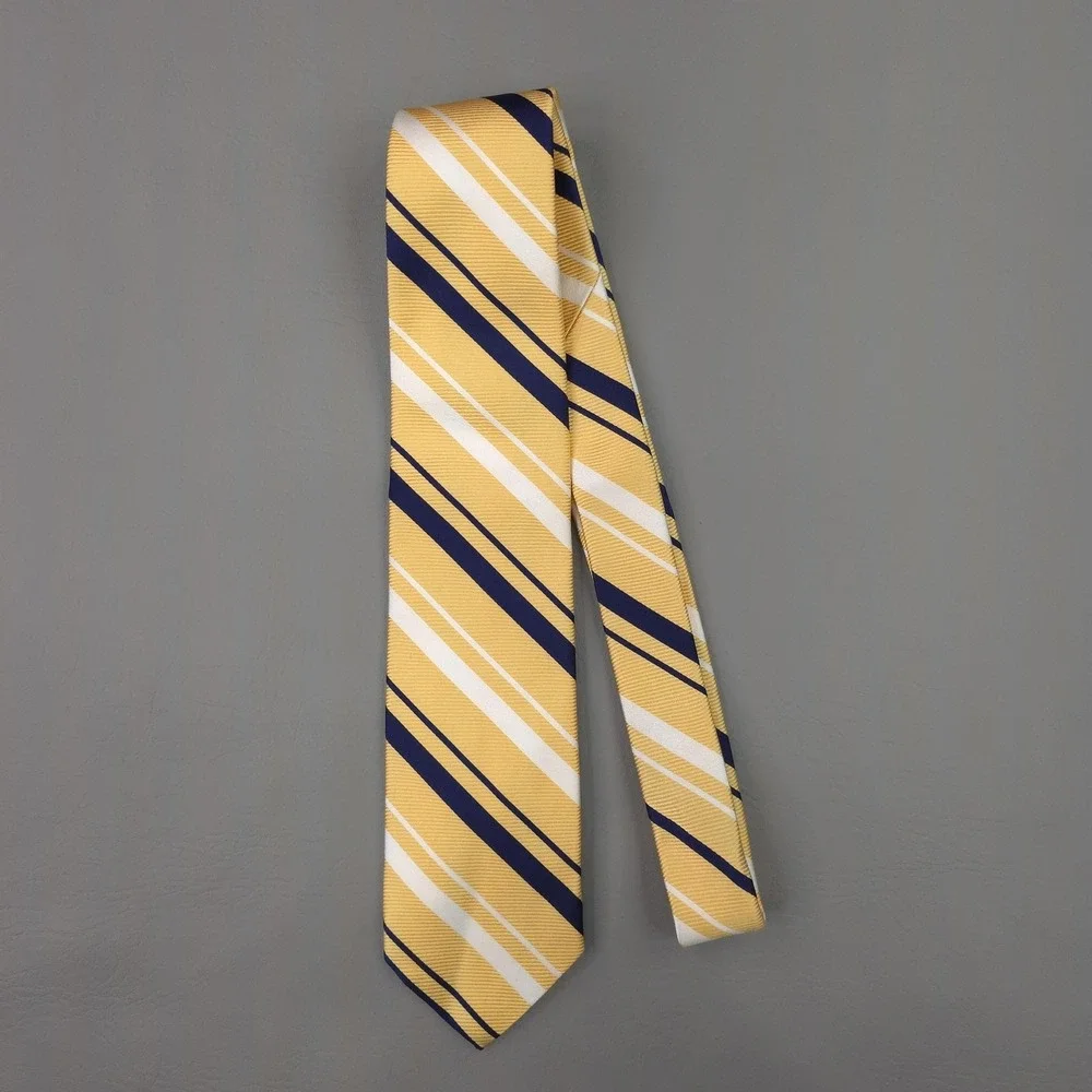 Brooks Brothers Tie Mens One‎ Size Yellow Silk Repp Striped Makers USA Woven